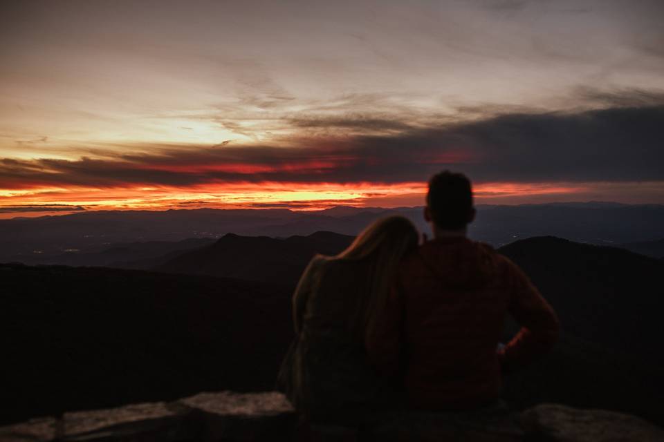 Blue Ridge engagement sunset