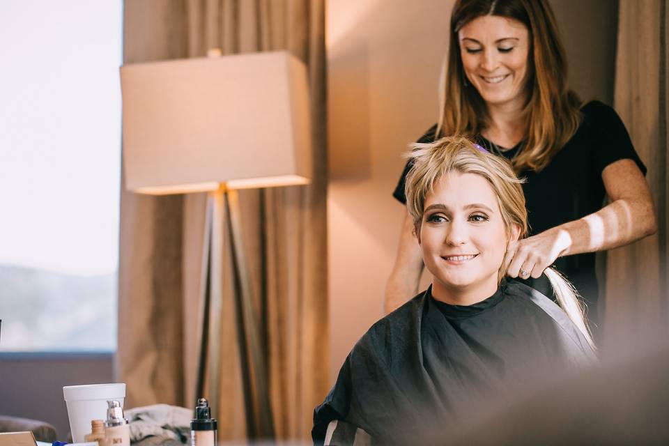 The bride getting ready