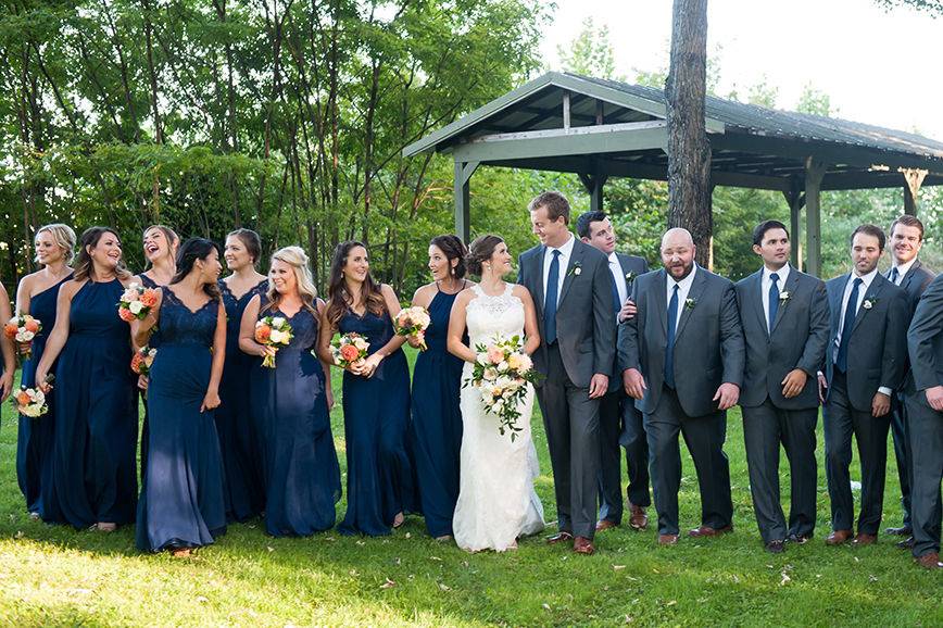 The bride with bridesmaid and groomsmen
