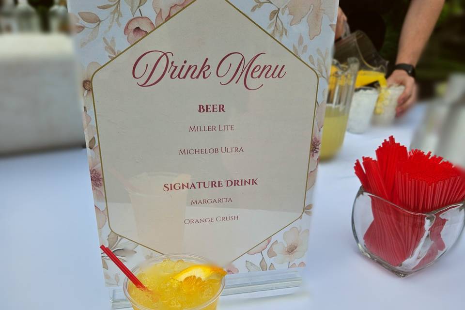 Cocktail menu