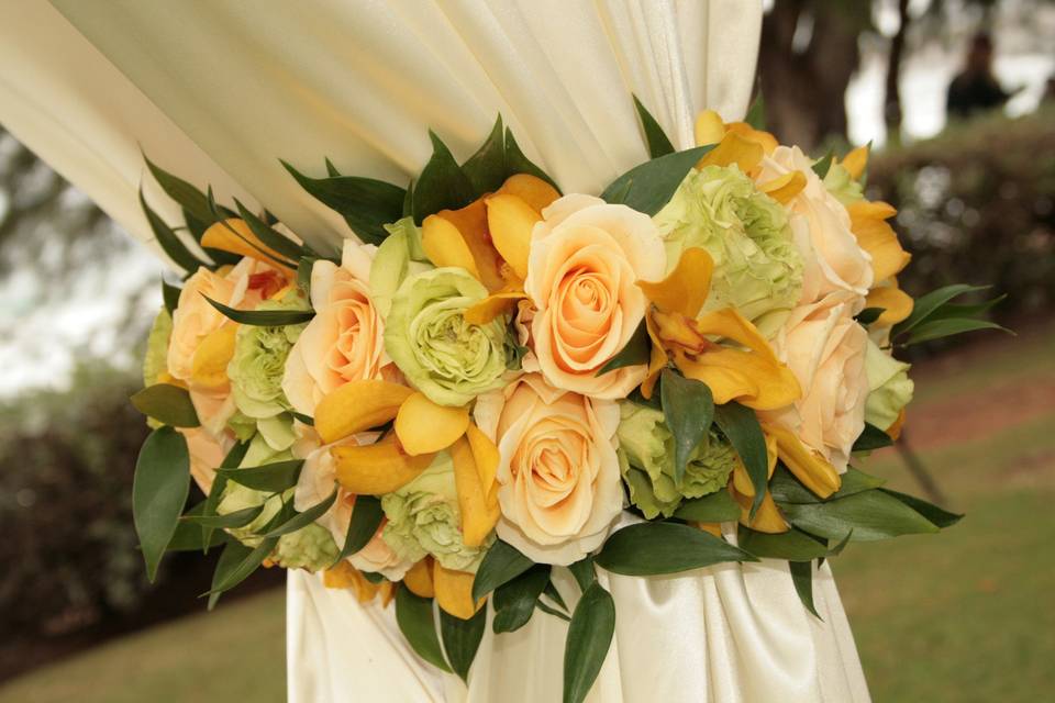 A Floral Arch of Hydrangea, Stock and Roses etc.