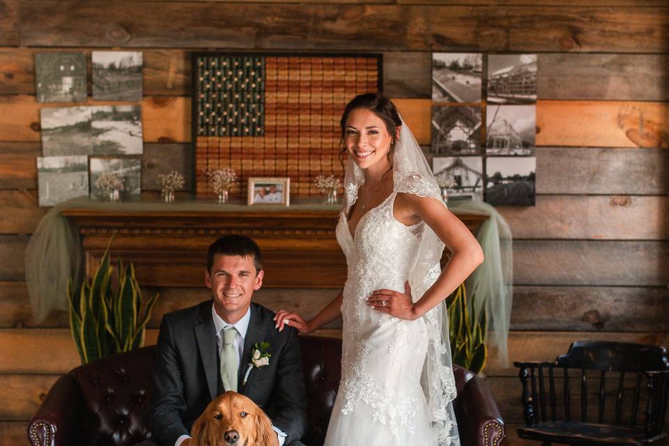 Portrait in front of mantle