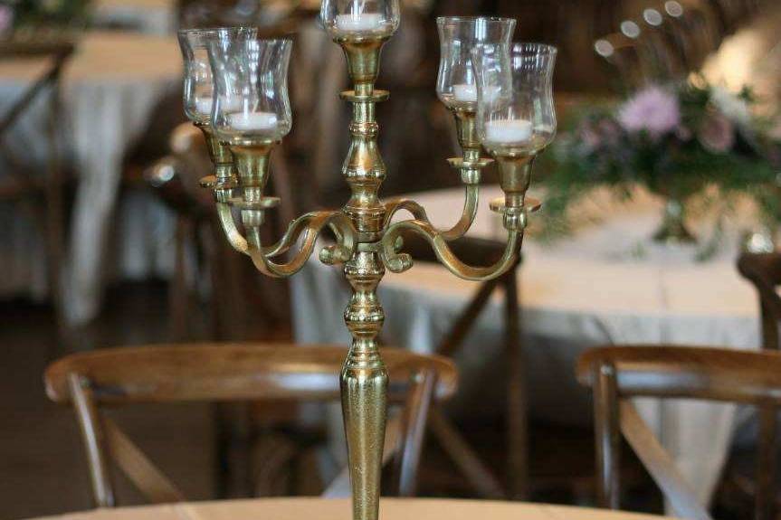 Gold candleabra rental