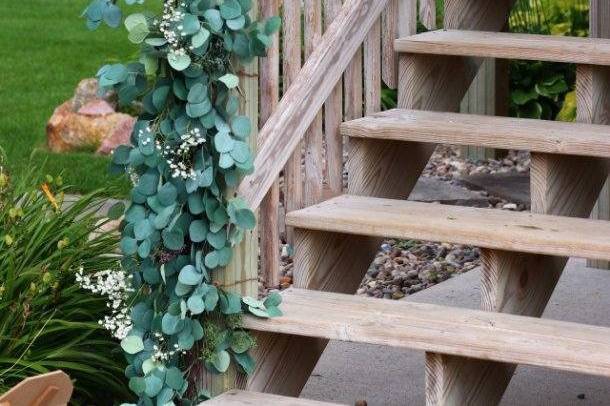 Stair railing at canton barn