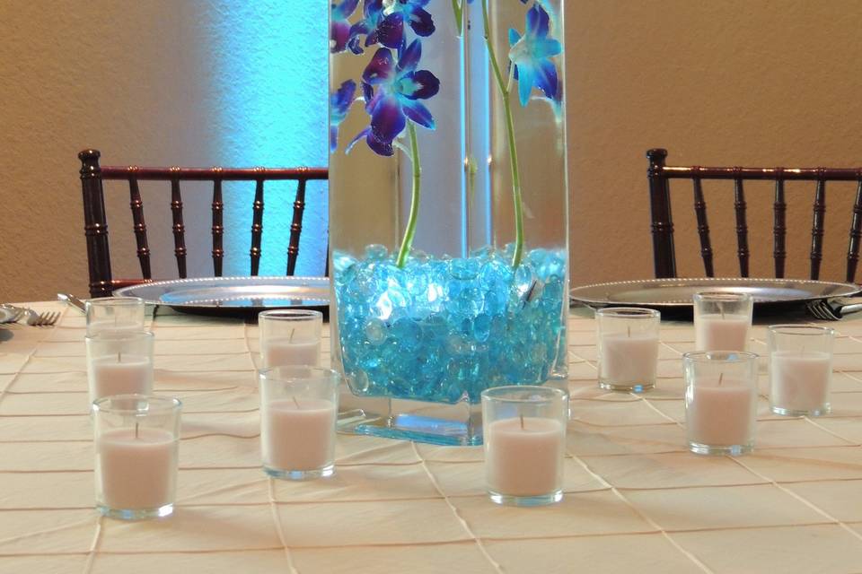 Kendall Plantation submerged orchid centerpiece