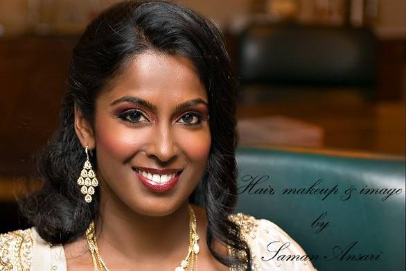 Modern Sri-Lankan wedding reception hair and makeup look