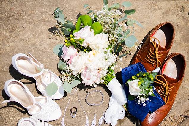 Bride & groom flat lay