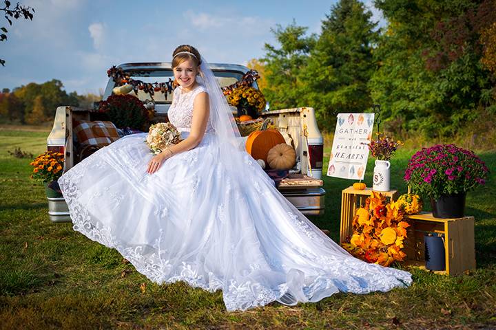 Bride on a truck
