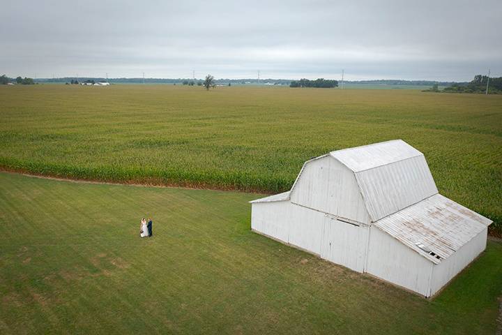 Bride & Groom on the farm