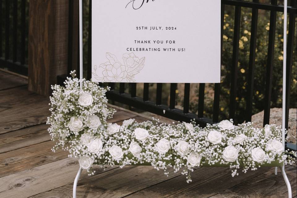 White Sign Stand