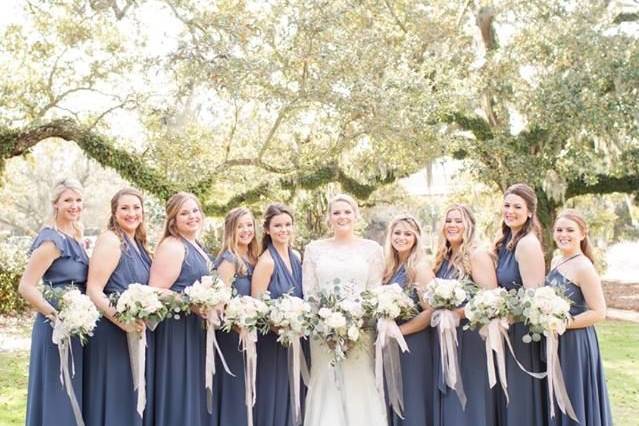 The bride with her bridesmaids