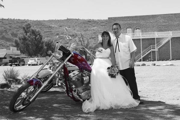 The happy couple and their bike.