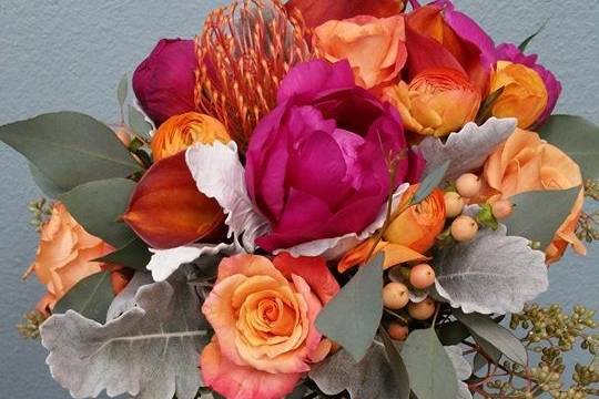 Colorful vase centerpiece