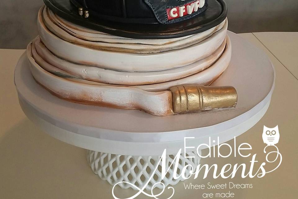 Fireman Hat & Hose Groom's cake.  This was so much FUN to design !!