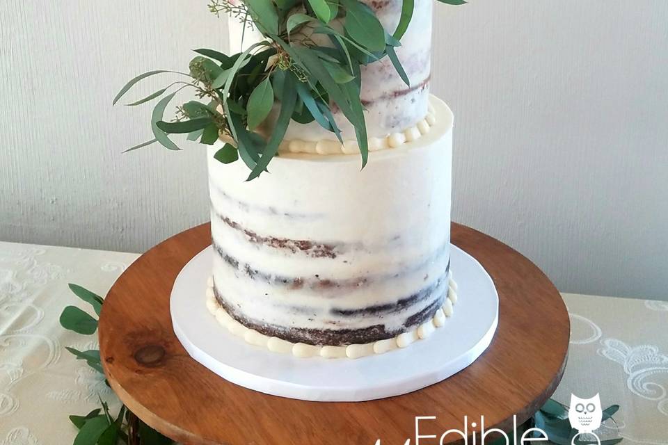 Naked Cake with Greenery