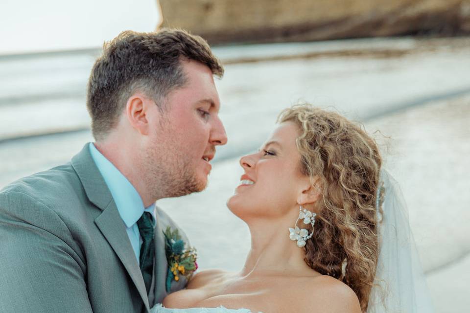 Groom dips the bride