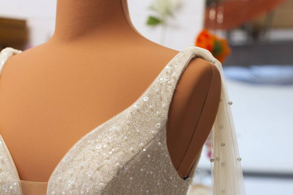 All beaded champagne gown