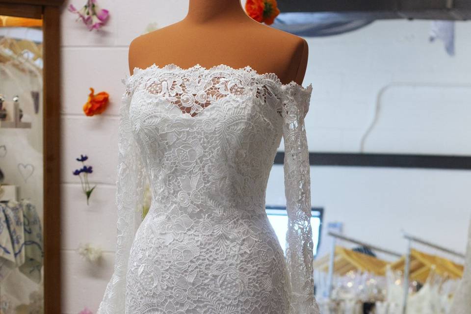 Lace long sleeve gown