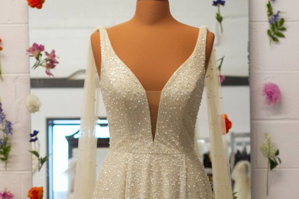 All beaded champagne gown