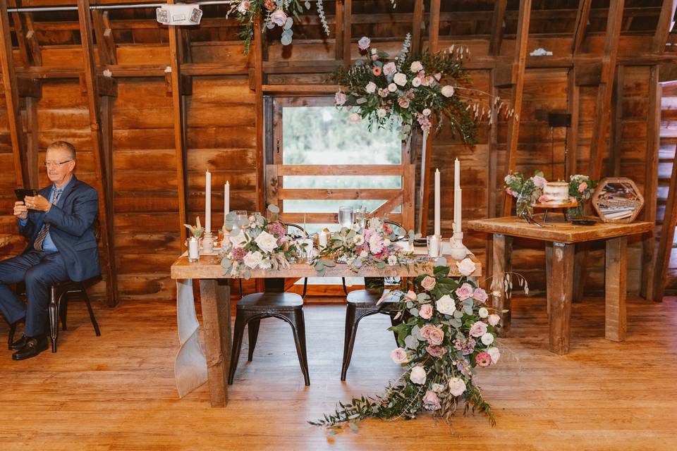 Sweetheart table at Bishop far