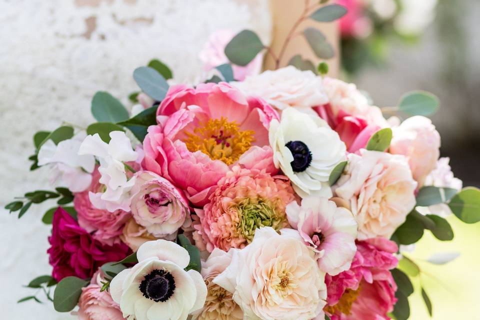Coral, pink and white bouquet