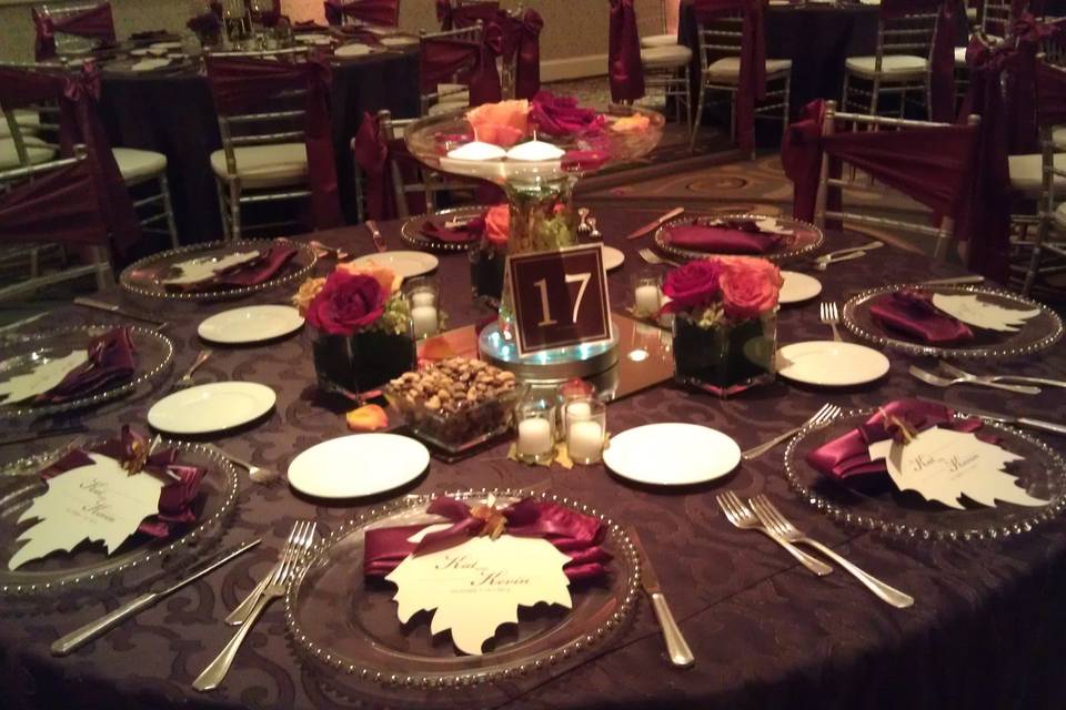 Table setup with centerpiece