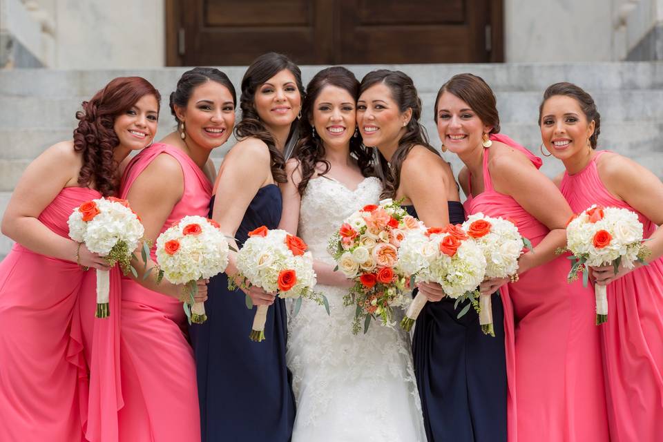 The bride with her bridesmaids