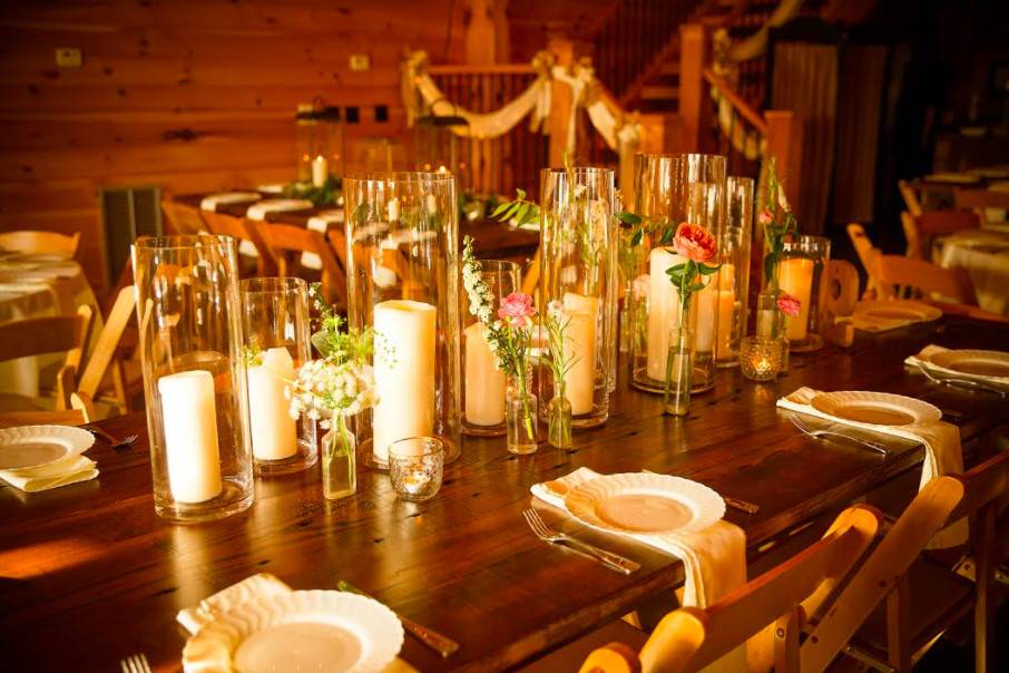 Table setup with centerpiece