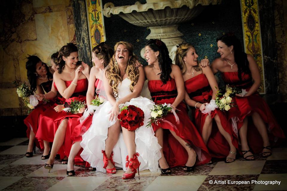 The bride with her bridesmaids