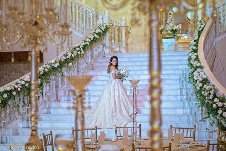 Bride on stairway