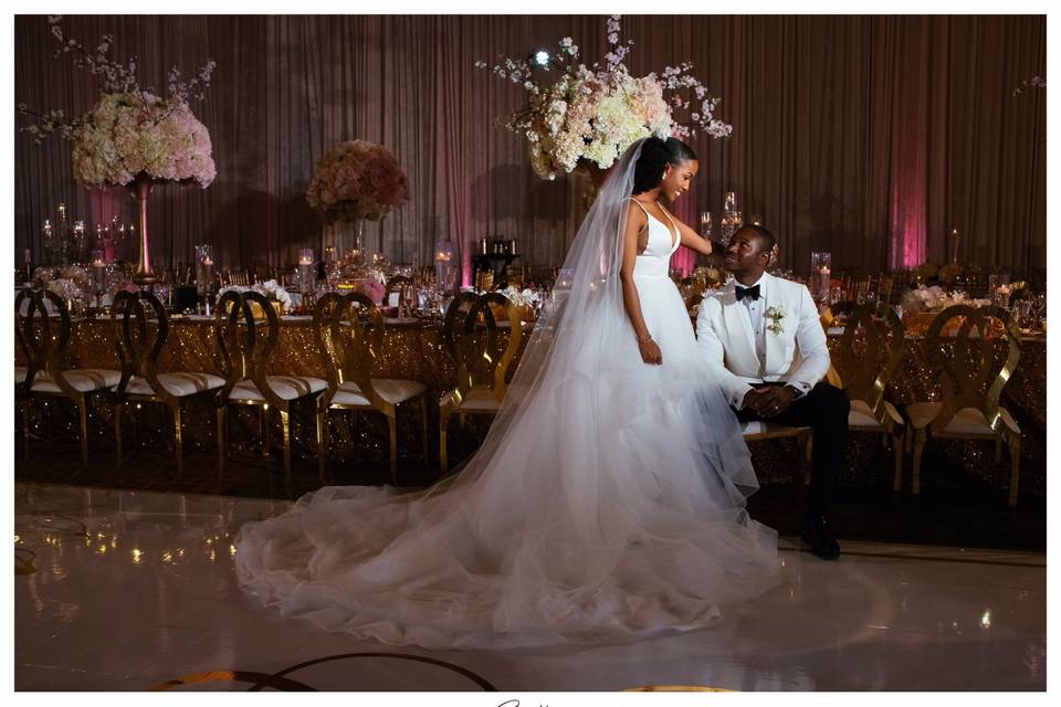 Couple posing at Reception