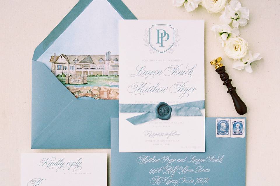 Pretty Blue Stationery