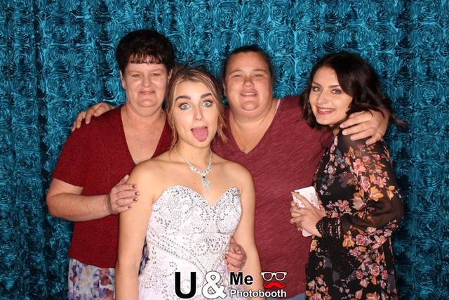 Photo of a quince we did with turquoise backdrop.