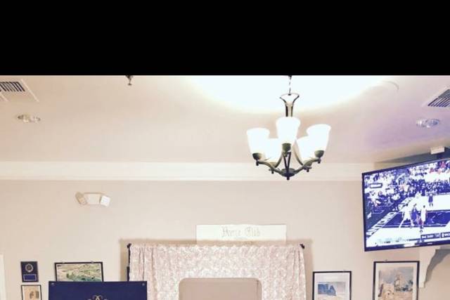 This is a photo of our open air booth. (with silver rosette backdrop.)