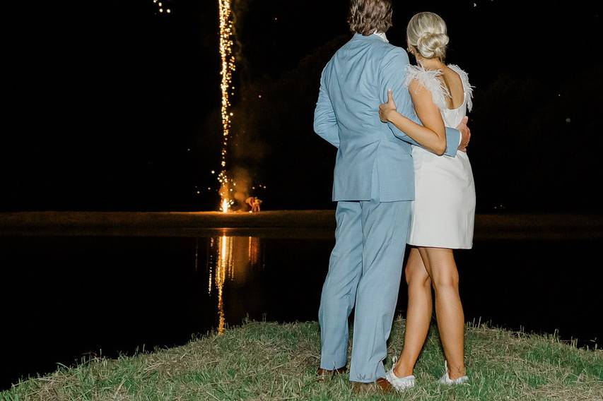 Fireworks over the water