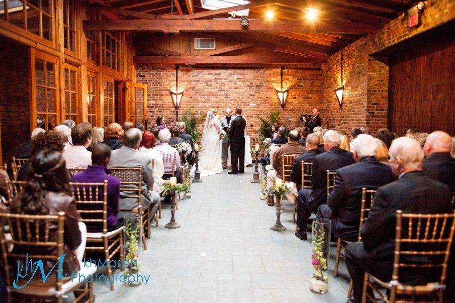 Indoor Ceremony brick and pine