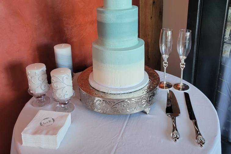 Three tiered ombre cake