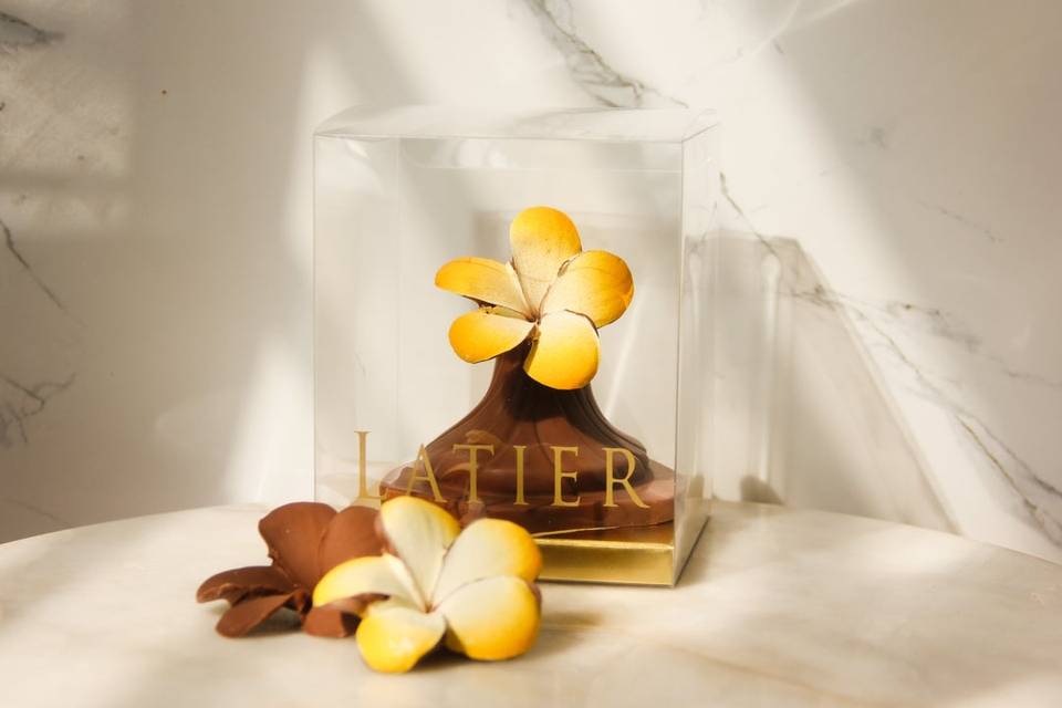 Chocolate artwork yellow flower