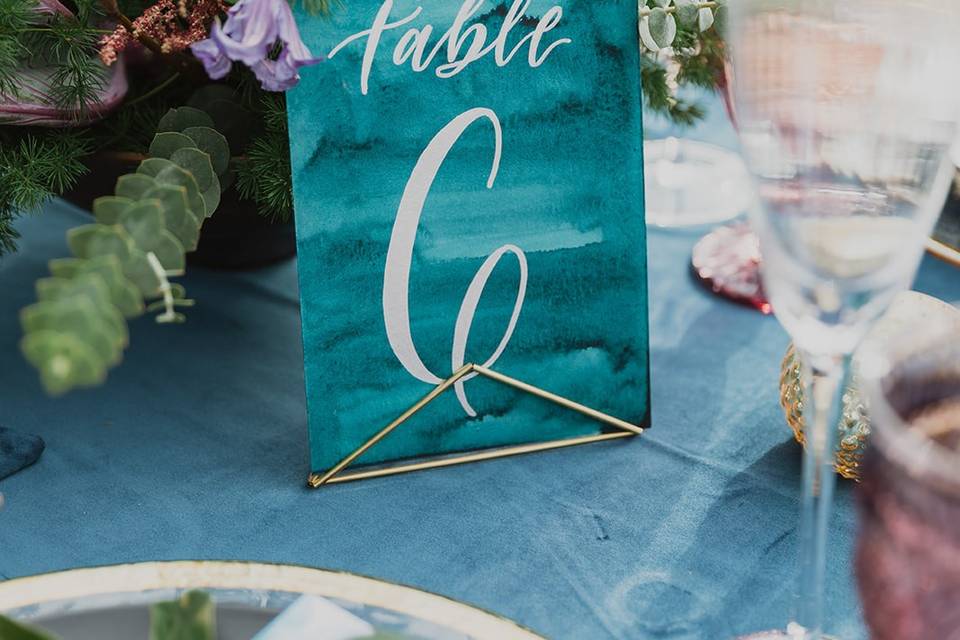 Watercolor table number
