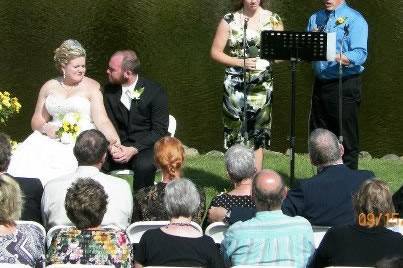 Couple with their guests