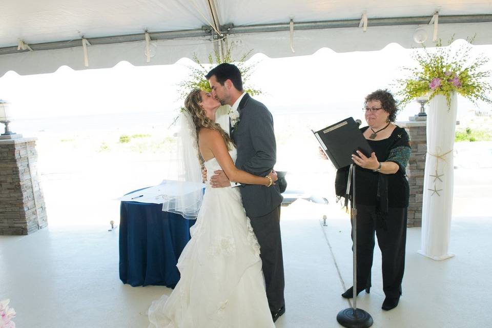 Newlyweds kiss