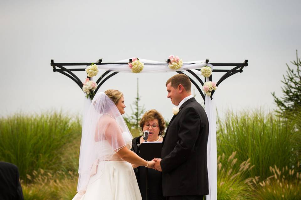 Couple holding hands