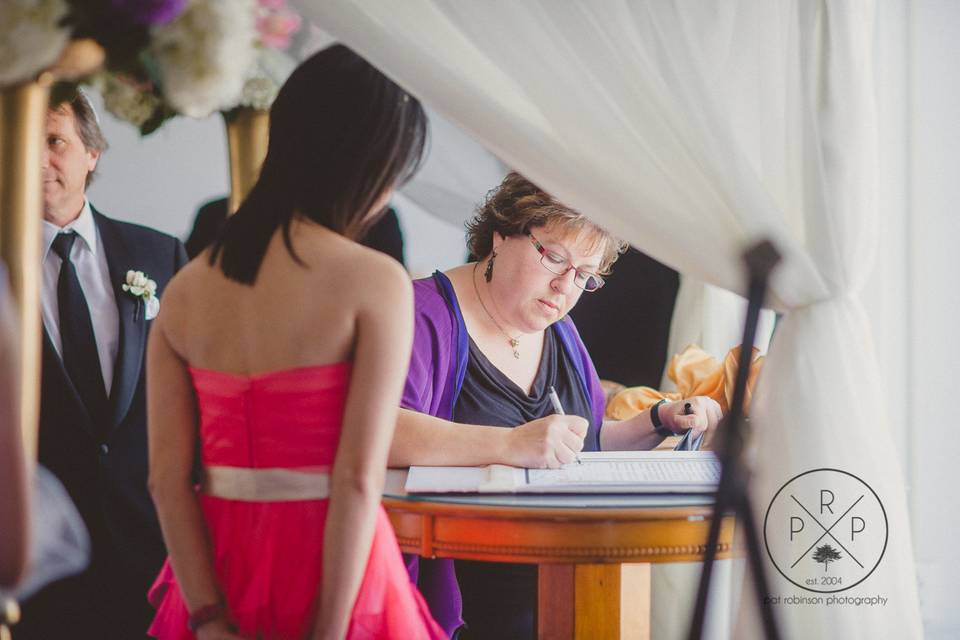 Signing of marriage certificate