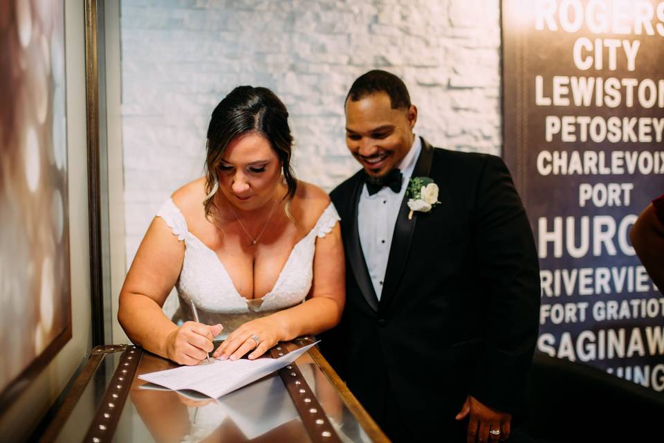 Signing the marriage license!