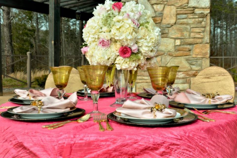 Table set up with centerpiece