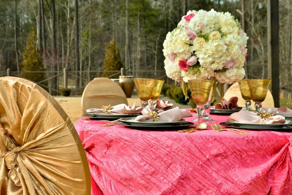 Table set up with centerpiece