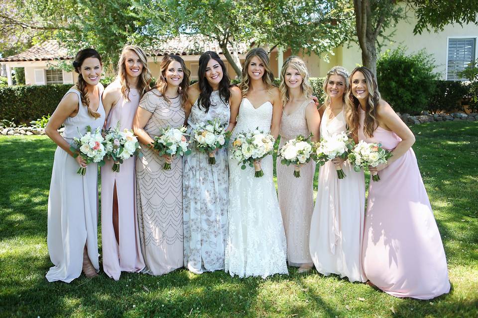 Bride and her bridesmaids