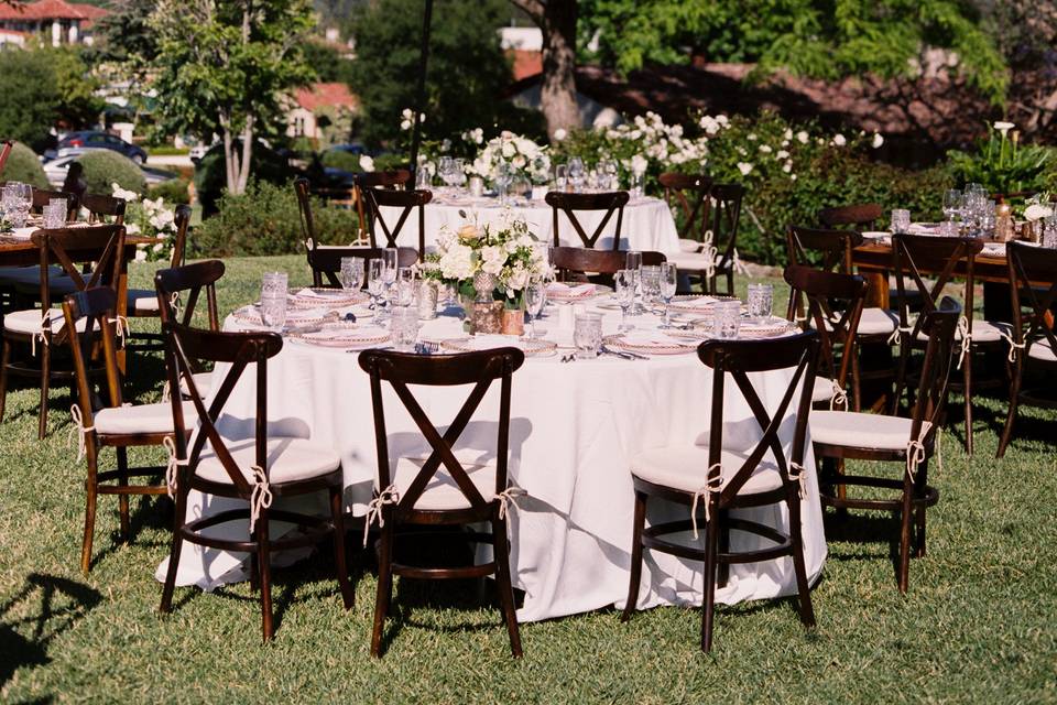 Outdoor wedding reception area