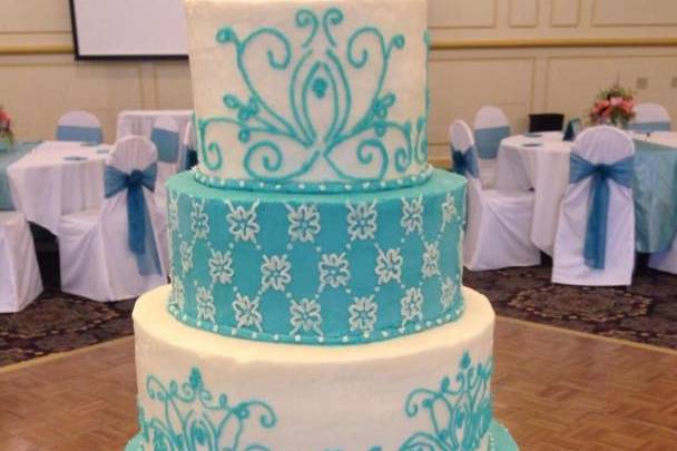 Five tier wedding cake