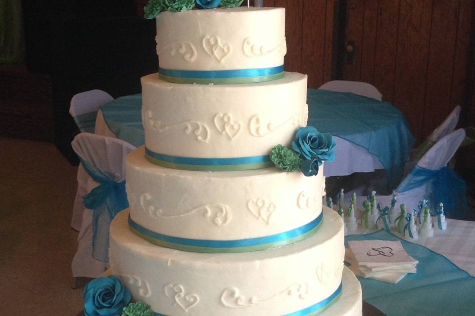 Six tier wedding cake